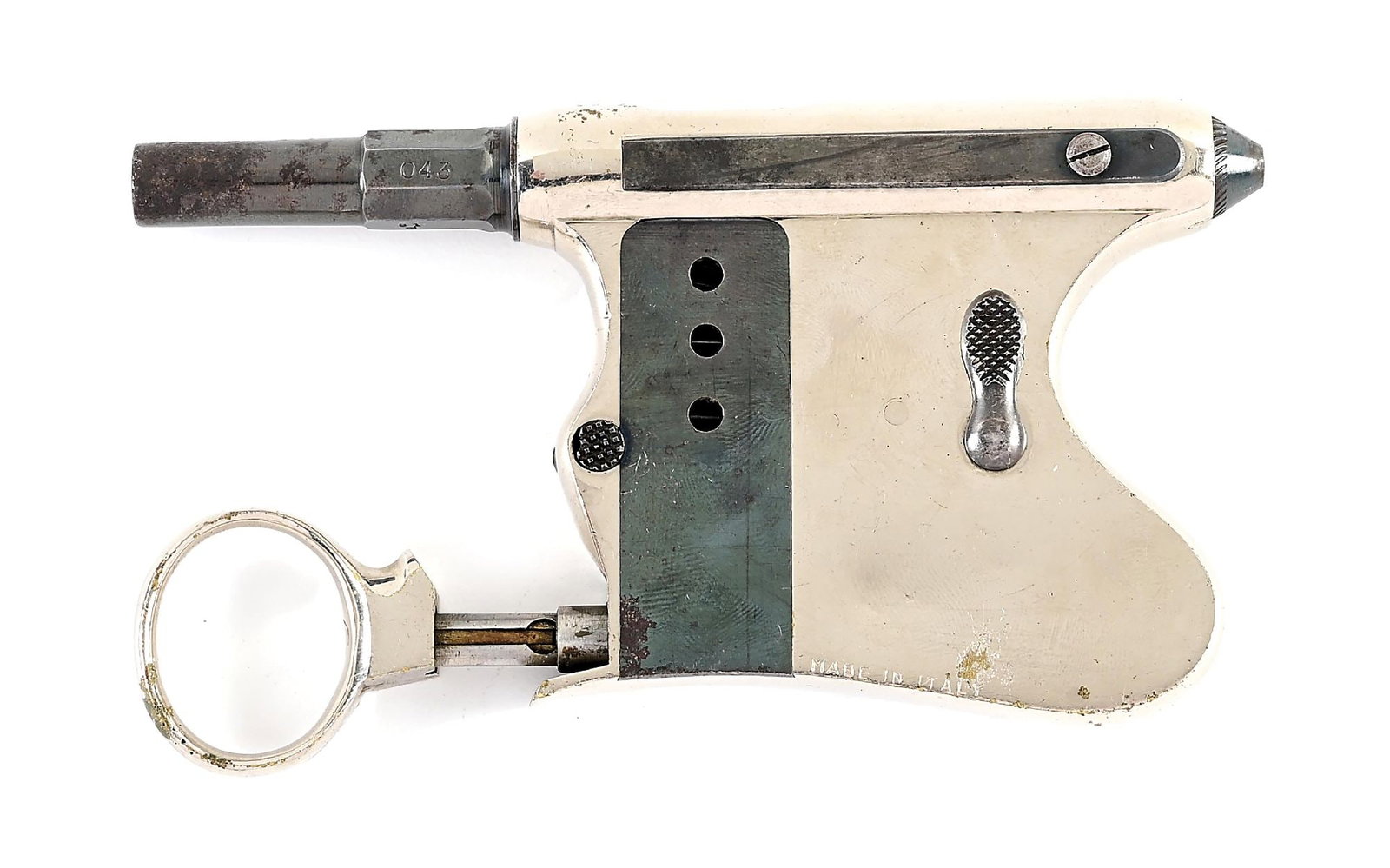 (A) TRIBUZIO RING-TRIGGER "SQUEEZER" PALM PISTOL. (1 of 7)