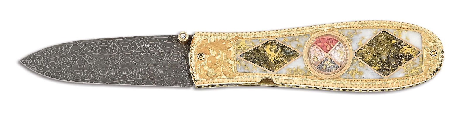 JIM SORNBERGER CALIFORNIA STYLE GOLD QUARTZ FOLDER. #3081 (1 of 6)