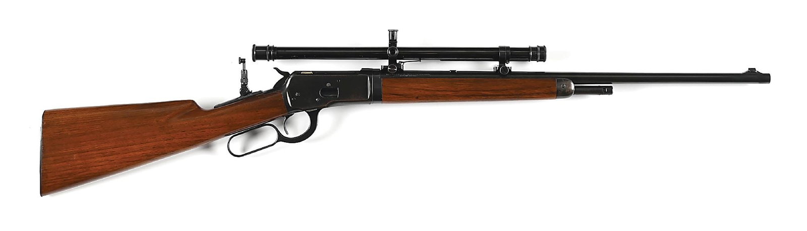 (C) FINE WINCHESTER MODEL 53 TAKEDOWN LEVER ACTION RIFLE WITH MATCHING SCOPE. (1 of 9)