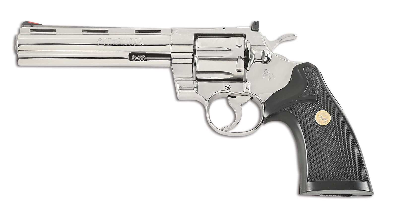 (M) BRIGHT STAINLESS STEEL COLT PYTHON .357 MAGNUM DOUBLE ACTION REVOLVER WITH BOX. (1 of 12)