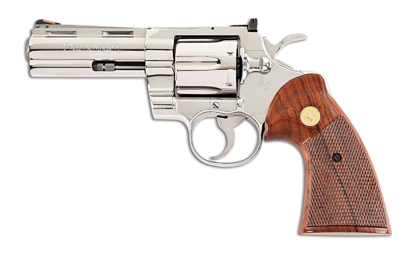 (M) BRIGHT STAINLESS COLT PYTHON .357 MAGNUM DOUBLE ACTION REVOLVER WITH FACTORY LETTER. (1 of 10)