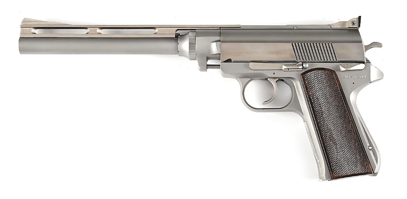 (M) WILDEY FIREARMS "SURVIVOR" .45 WIN MAG SEMI-AUTOMATIC PISTOL WITH BOX: Originally designed in 1973 by Wildey J. Moore and built in Cheshire Ct. It is noted as the first ever gas operated semi-auto and for some of the old timers, is best remembered as the special friend o