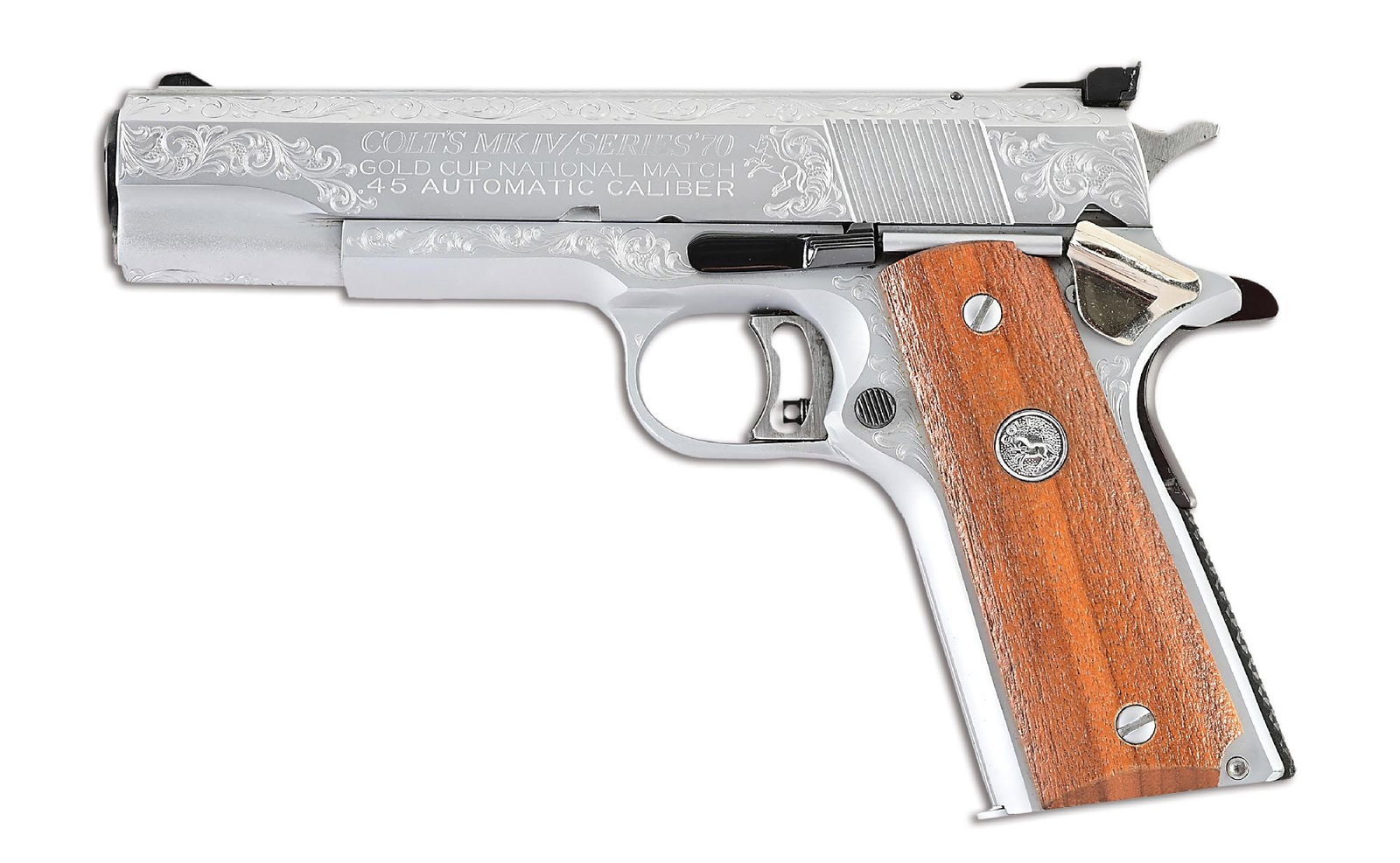 (M) JOHNNY ADAMS ENGRAVED COLT 1911 MK IV SERIES 70 GOLD CUP NATIONAL MATCH SEMI-AUTOMATIC PISTOL. (1 of 8)