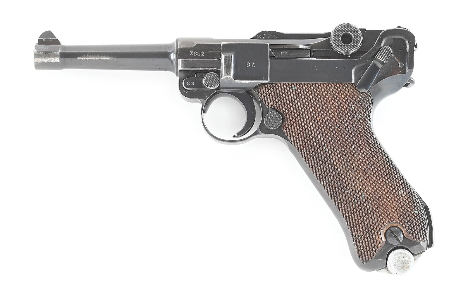 (C) MAUSER S/42 CODE P.08 LUGER SEMI-AUTOMATIC PISTOL WITH HOLSTER AND CAPTURE PAPERS. (1 of 14)