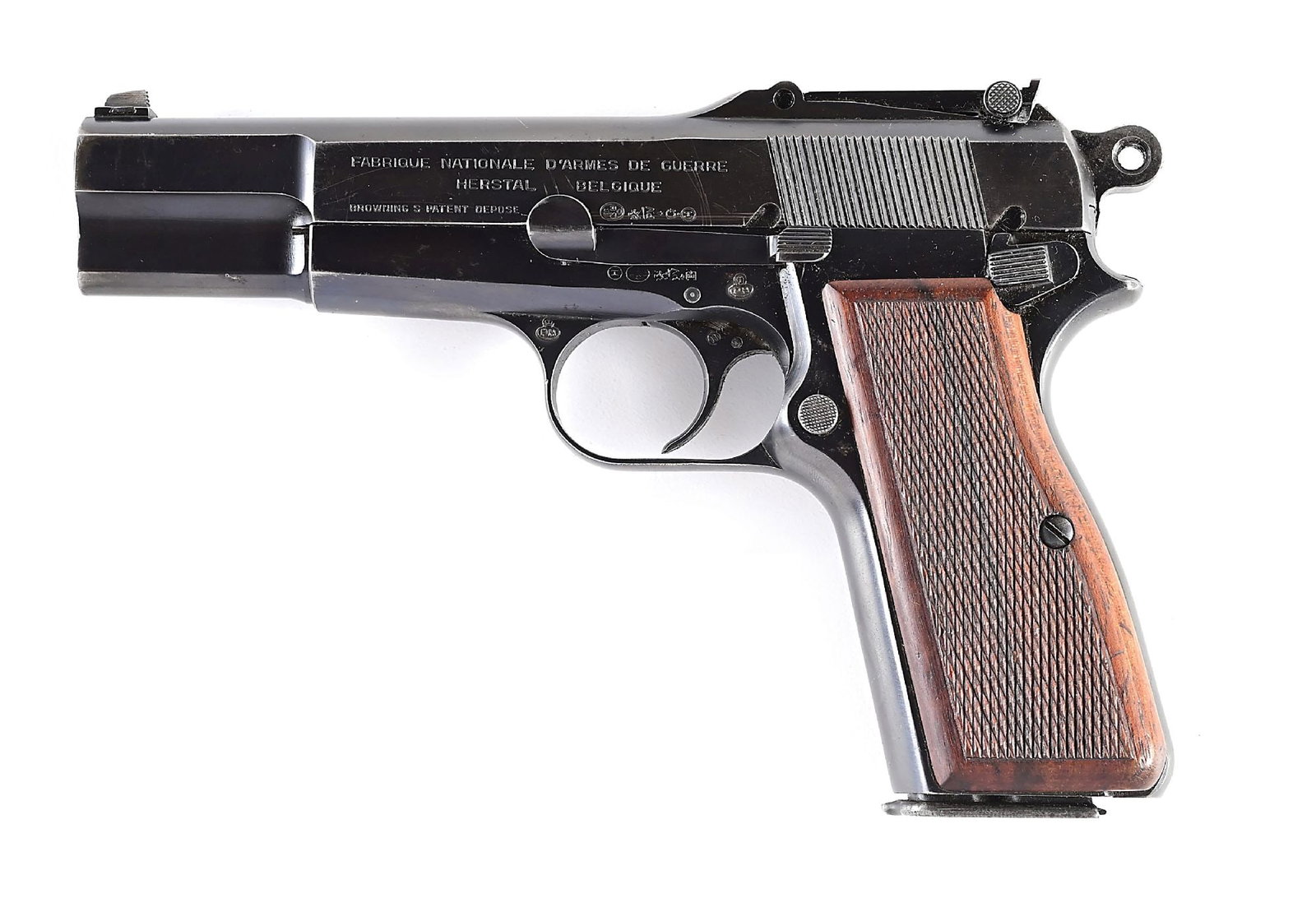 (C) FINE AND EARLY FN BROWNING HI-POWER WITH TANGENT AND STOCK CUT SEMI-AUTOMATIC PISTOL. (1 of 8)