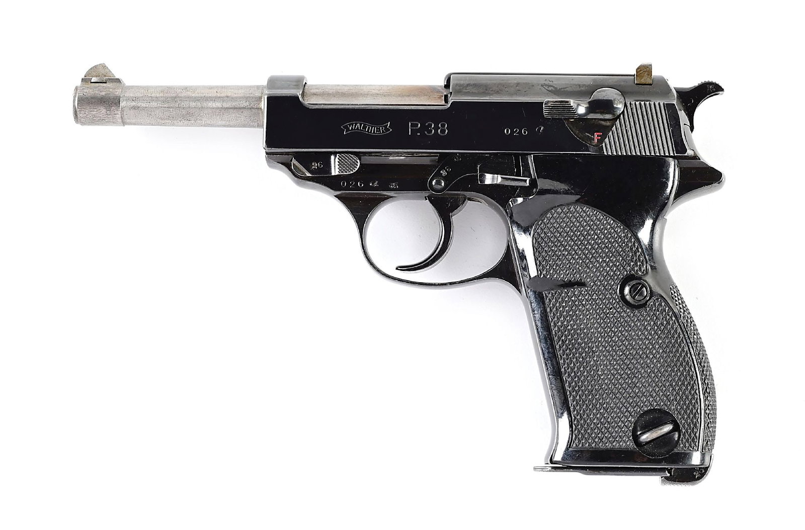 (C) RARE 1ST PATTERN ZERO SERIES P.38 9MM SEMI-AUTOMATIC PISTOL, NUMBER 026. (1 of 8)