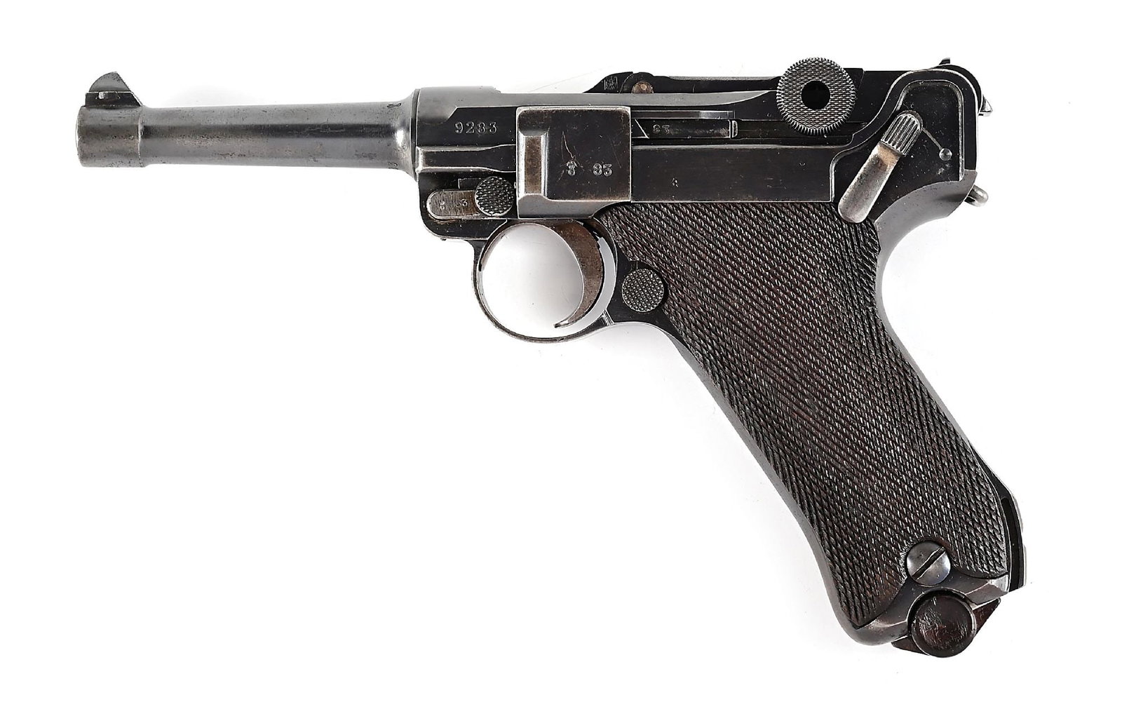 (C) SIMSON & CO P.08 LUGER 9MM SEMI-AUTOMATIC PISTOL.: Manufactured by Simpson & Co. for the German Army. This is an all matching pistol, with the exception of the magazine. This is the scarce no date variant. All numbered parts are matching and all parts