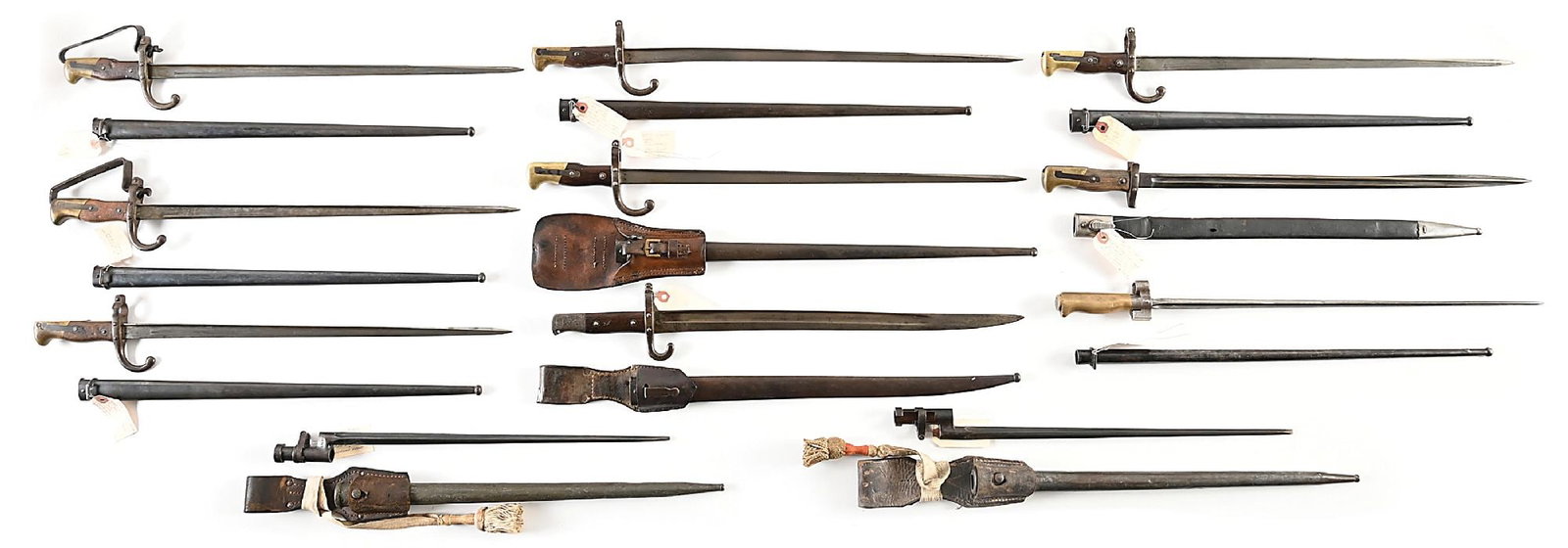 LOT OF 11: WWI GERMAN CAPTURED FRENCH AND RUSSIAN BAYONETS. (1 of 2)