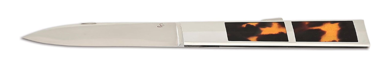 JEAN PIERRE SUCHERAS CUSTOM INTERFRAME MIDLOCK DAGGER.: Jean Pierre Sucheras custom exotic interframe midlock dagger that features a hand rubbed satin finished ATS-34 blade marked "JSP" on the obverse side. Mirror polished 416 stainless steel frame with ex