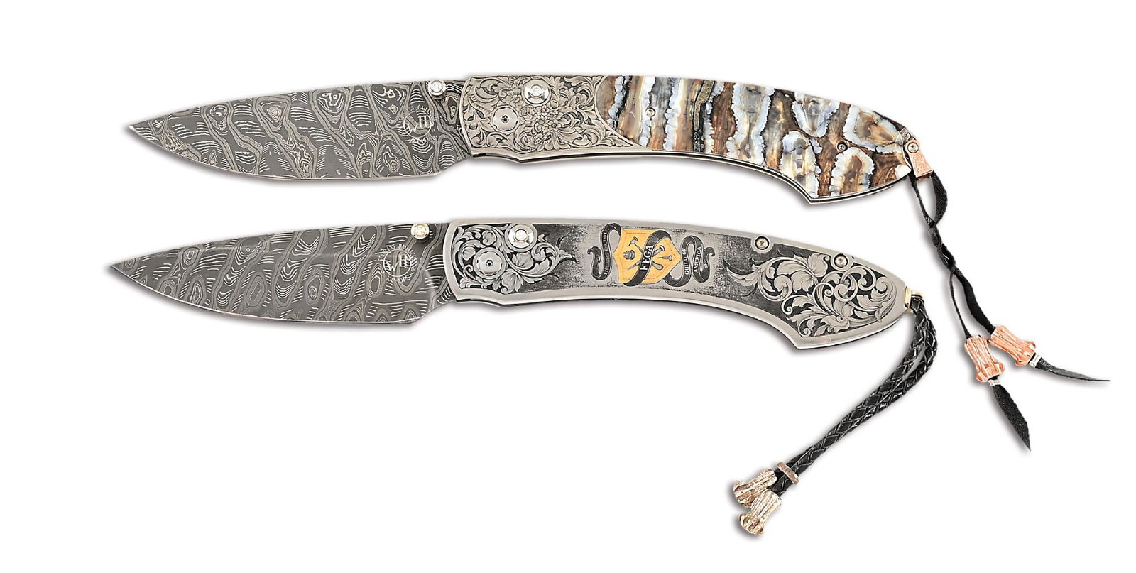 LOT OF 2: WILLIAM HENRY B12 CUSTOM FOLDING KNIVES INCLUDING LEE GRIFFITHS GOLD AND SILVER ENGRAVED. (1 of 9)
