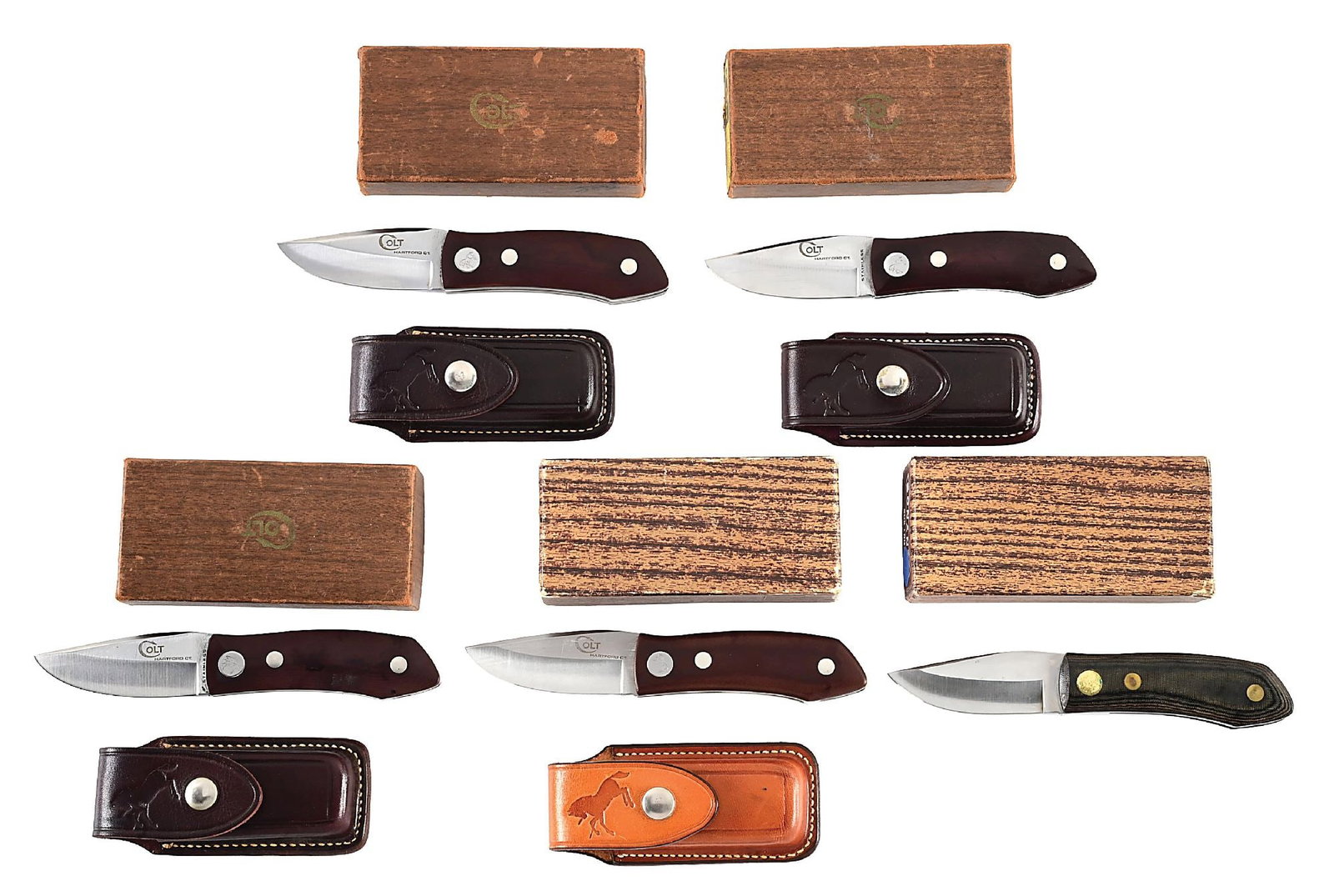 LOT OF 5: COLT AND BONANZA HUNTING KNIVES. (1 of 8)