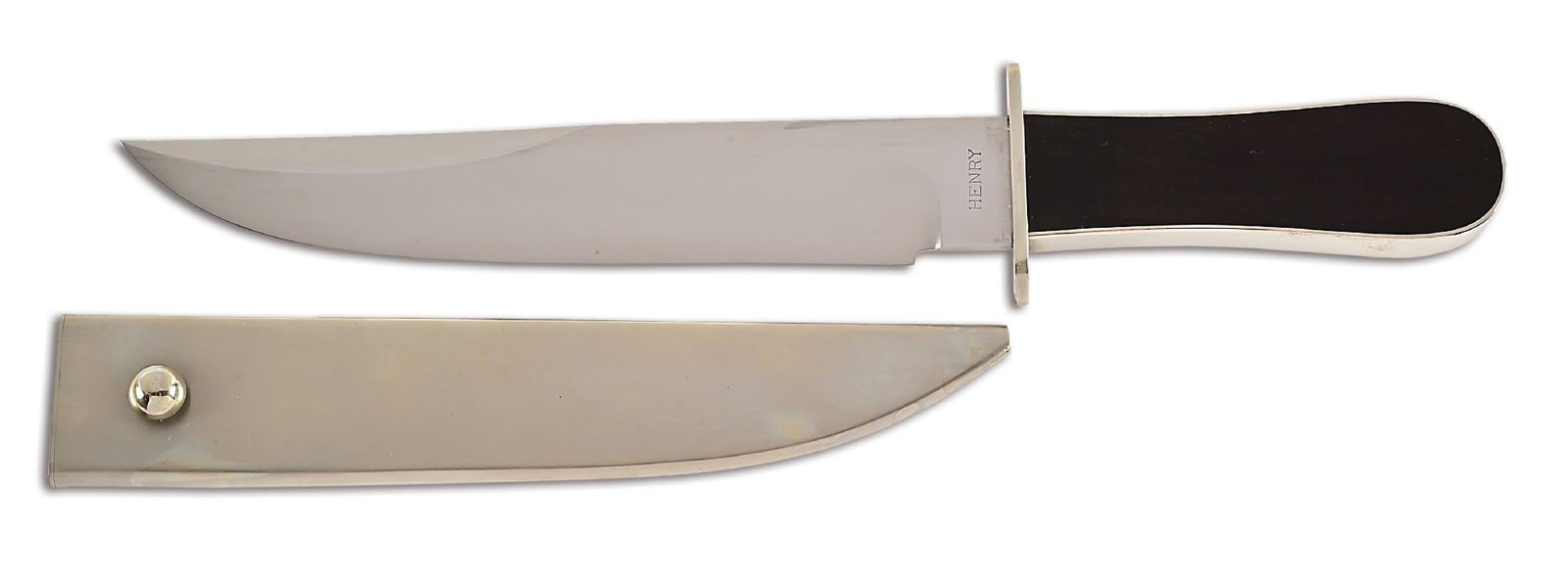 D.E. HENRY DARK WOOD GRIP BOWIE KNIFE. (1 of 9)