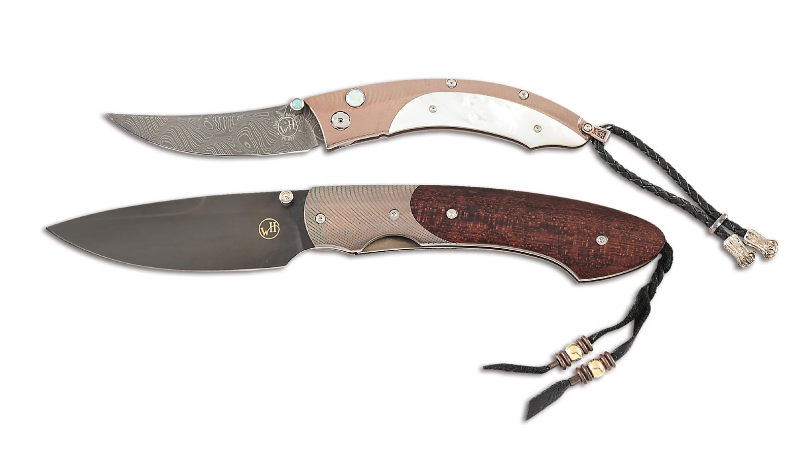 LOT OF 2: WILLIAM HENRY B11 PALE MOON AND T12 SUPERCONDUCTOR FOLDING KNIVES. (1 of 9)