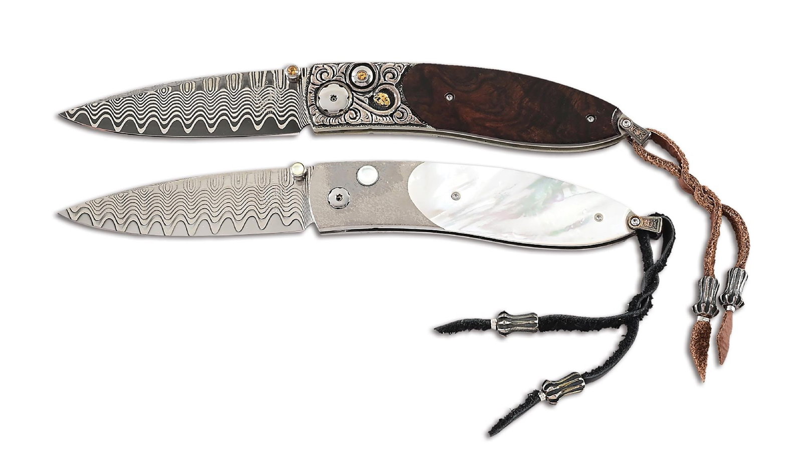 LOT OF 2: WILLIAM HENRY B05 KINGMAN AND B05 NAUTILUS FOLDING KNIVES. (1 of 7)