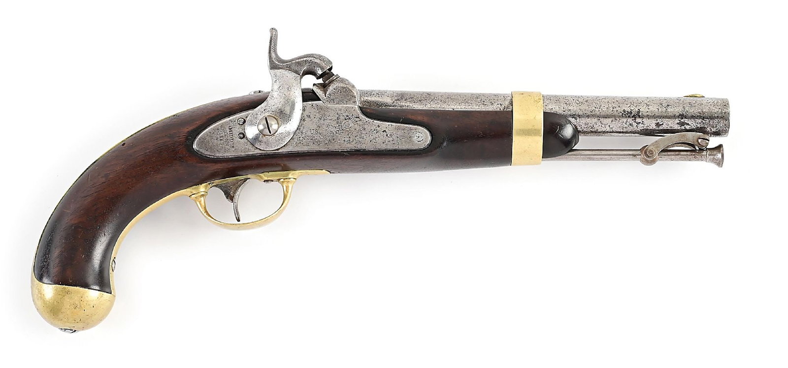 (A) SCARCE NAVAL MARKED US MODEL 1842 PERCUSSION PISTOL BY I.N. JOHNSON. (1 of 10)