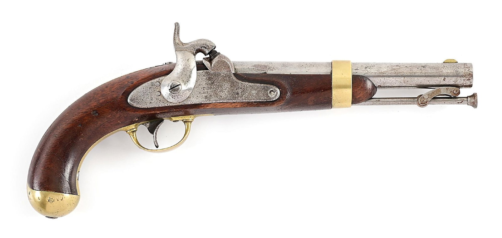 (A) NAMED US MODEL 1842 PERCUSSION PISTOL BY H. ASTON. (1 of 13)