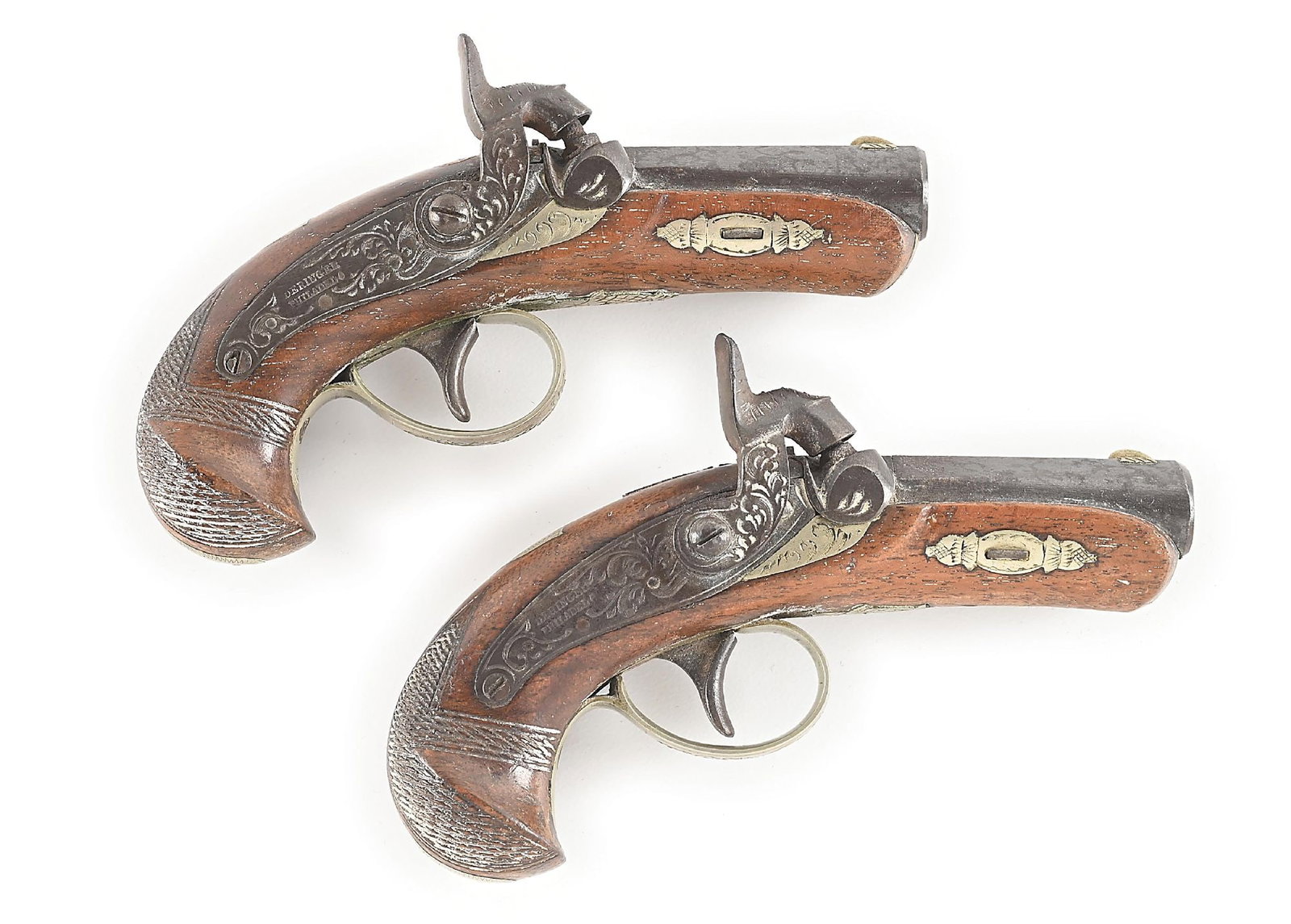 (A) PAIR OF DERINGER PHILADELPHIA PERCUSSION DERRINGER PISTOLS. (1 of 9)