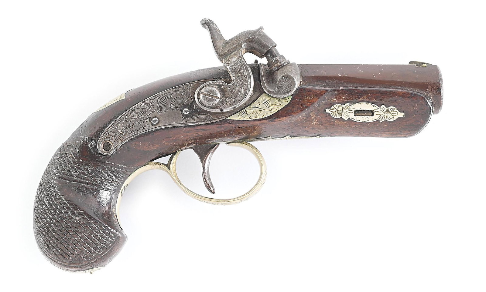 (A) LINCOLN SIZE HENRY DERINGER DERINGER PERCUSSION PISTOL. (1 of 6)