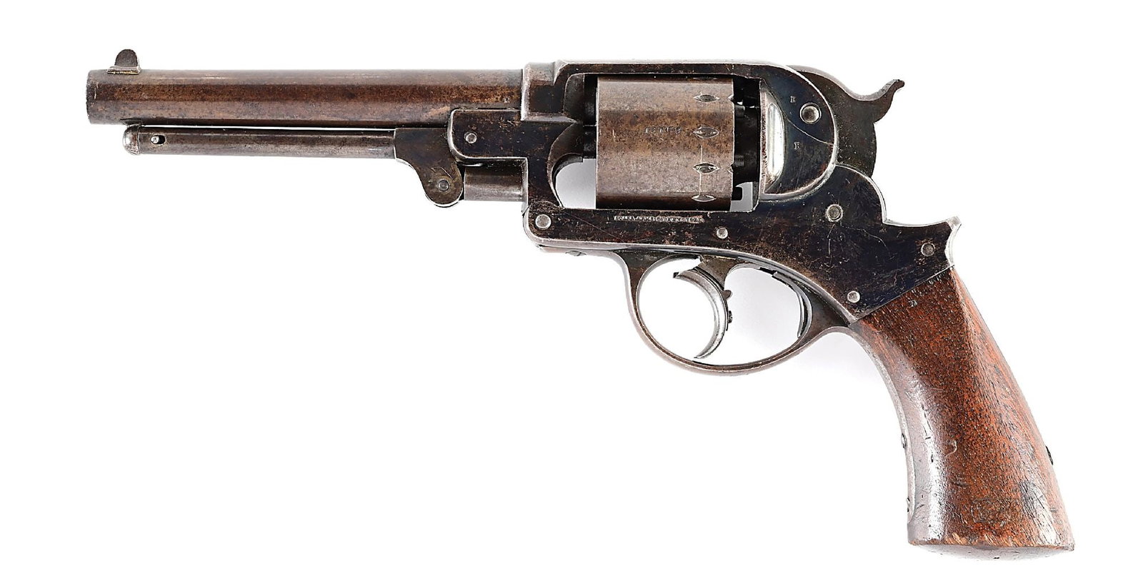 (A) FINE CONDITION STARR MARTIAL MODEL 1858 ARMY DOUBLE ACTION PERCUSSION REVOLVER. (1 of 20)