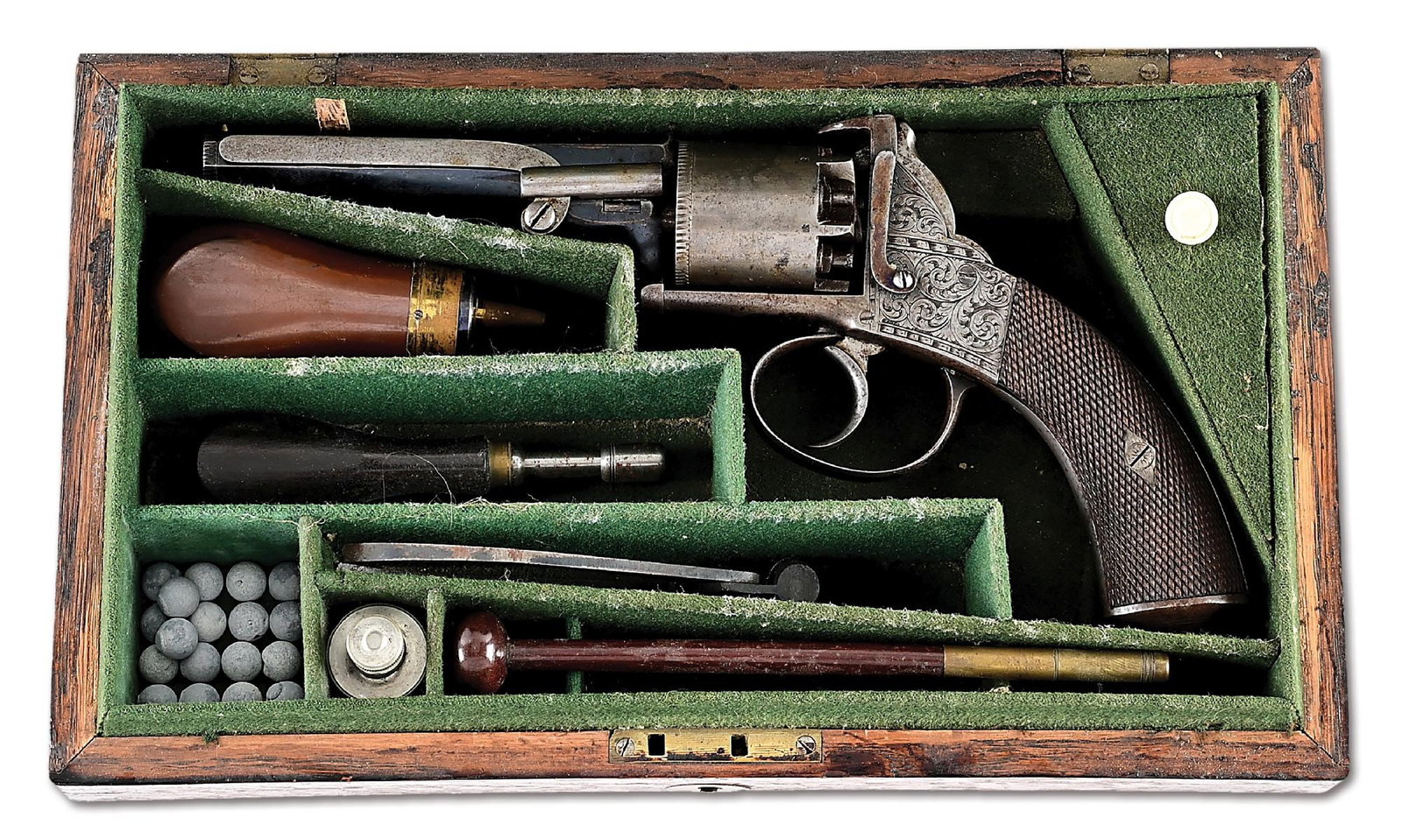 (A) ADAMS AND CO. LONDON DOUBLE ACTION PERCUSSION REVOLVER IN CASE. (1 of 12)
