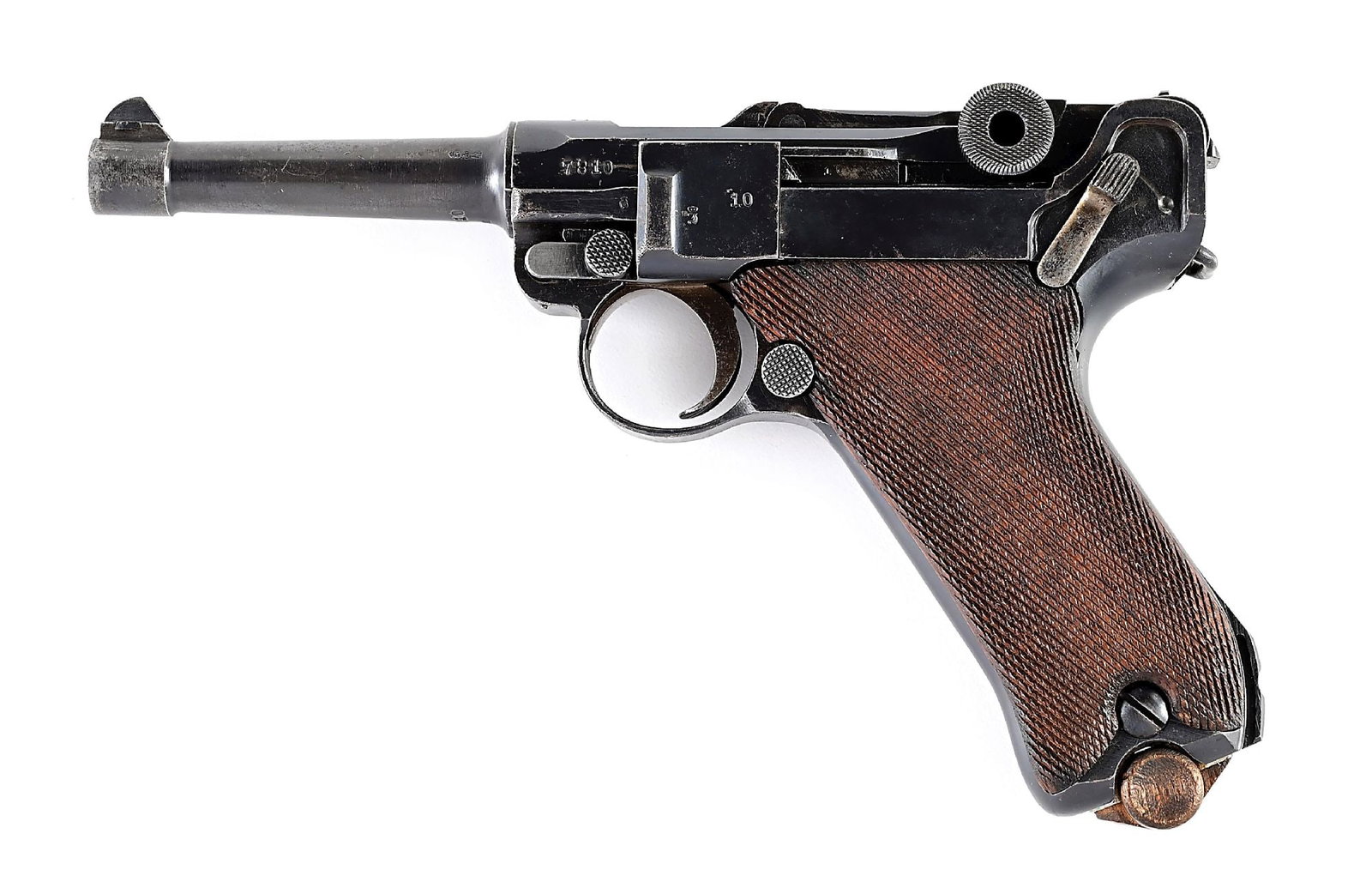(C) 1918 DATED ERFURT P.08 LUGER SEMI-AUTOMATIC PISTOL WITH HOLSTER. (1 of 13)