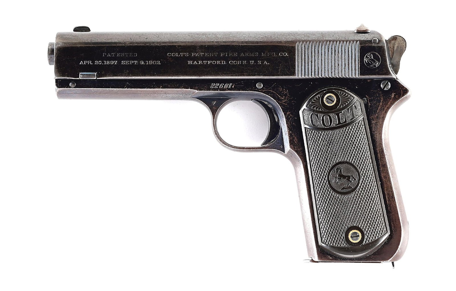 (C) COLT MODEL 1903 POCKET HAMMER SEMI-AUTOMATIC PISTOL. (1 of 8)