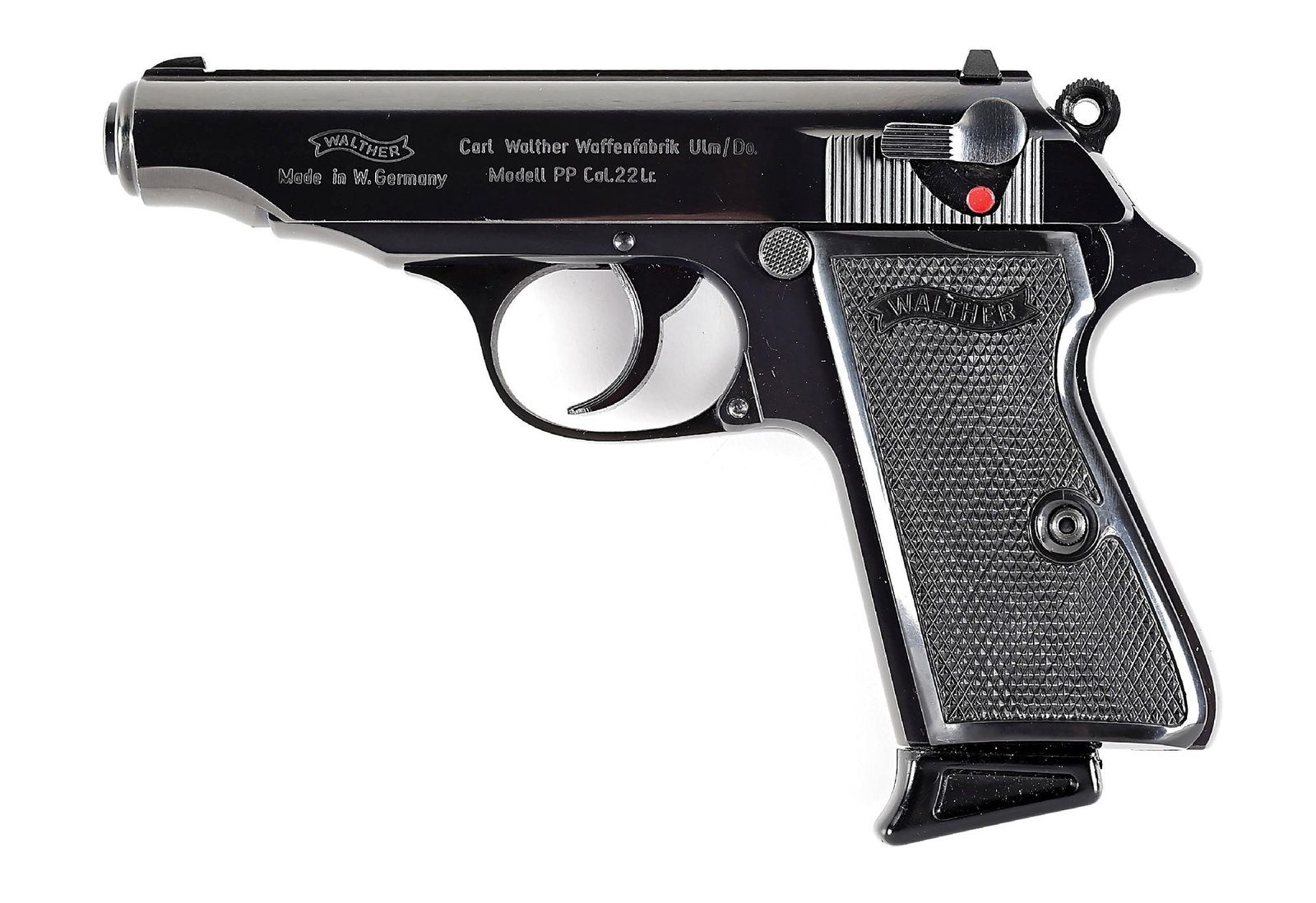 (M) WEST GERMAN WALTHER PP .22 LR SEMI-AUTOMATIC PISTOL WITH CASE. (1 of 8)