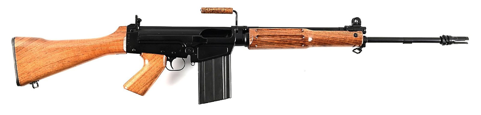 (M) ARS CUSTOM VENEZUELAN DSA FAL 7.62X51MM SEMI-AUTOMATIC RIFLE FOR VENEZUELA.: Custom assembled by Arizona Response Systems in 2024 on a DSA receiver. Receiver has custom added Fabrique Nationale address, "FUERZAS ARMADAS DE VENEZUELA" crest, and "7.62 F.A.L." designation. Black