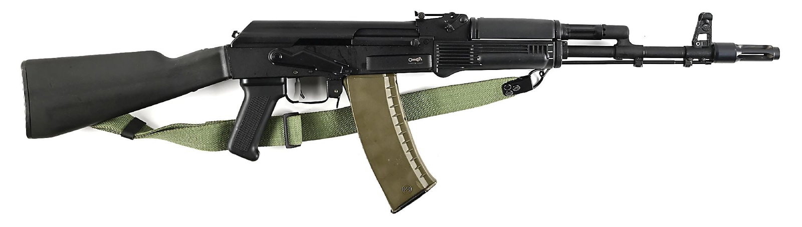 (M) BULGARIAN ARSENAL SAM5 CUSTOM SHOP 5.56X45MM SEMI-AUTOMATIC RIFLE.: Black finished barrel with slotted muzzle brake and bayonet lug. Standard SK pattern sights. Arsenal imported Bulgarian circle "10" marked milled receiver with etched "CUSTOM SHOP" logo on the right s