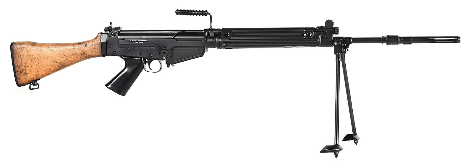 (M) ARS CUSTOM DSA SA58 FAL PATTERN 7.62X51MM SEMI-AUTOMATIC RIFLE: Built on a DSA receiver by Arizona Response Systems in 2021 with matte black finish, long slotted flash hider, protected post front sight, elevation adjustable aperture rear, stamped steel forend with