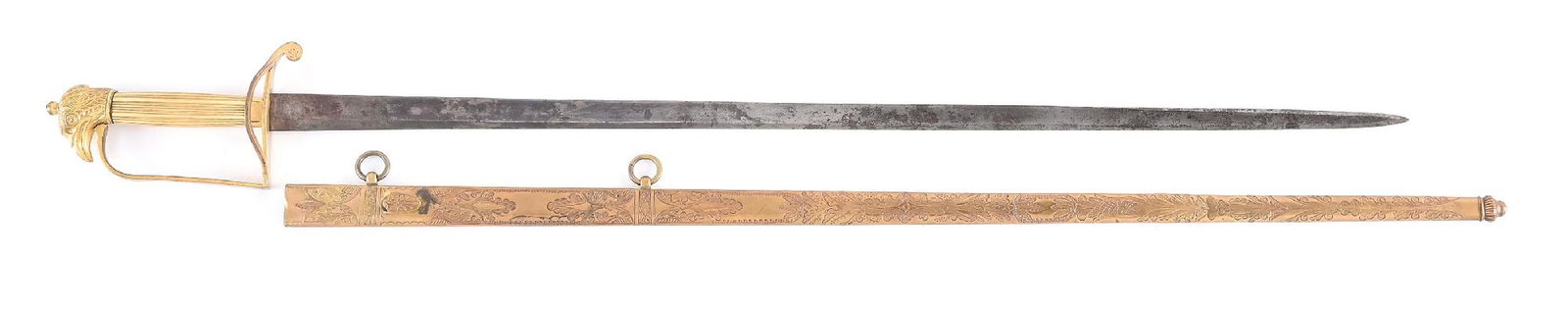 EARLY EAGLE HEAD SPADROON OFFICER'S SWORD ATTRIBUTED TO FRANCIS THURKLE. (1 of 6)
