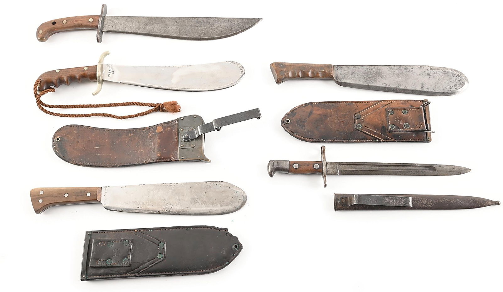 LOT OF 5: US WWI-WWII BOLO KNIVES. (1 of 9)