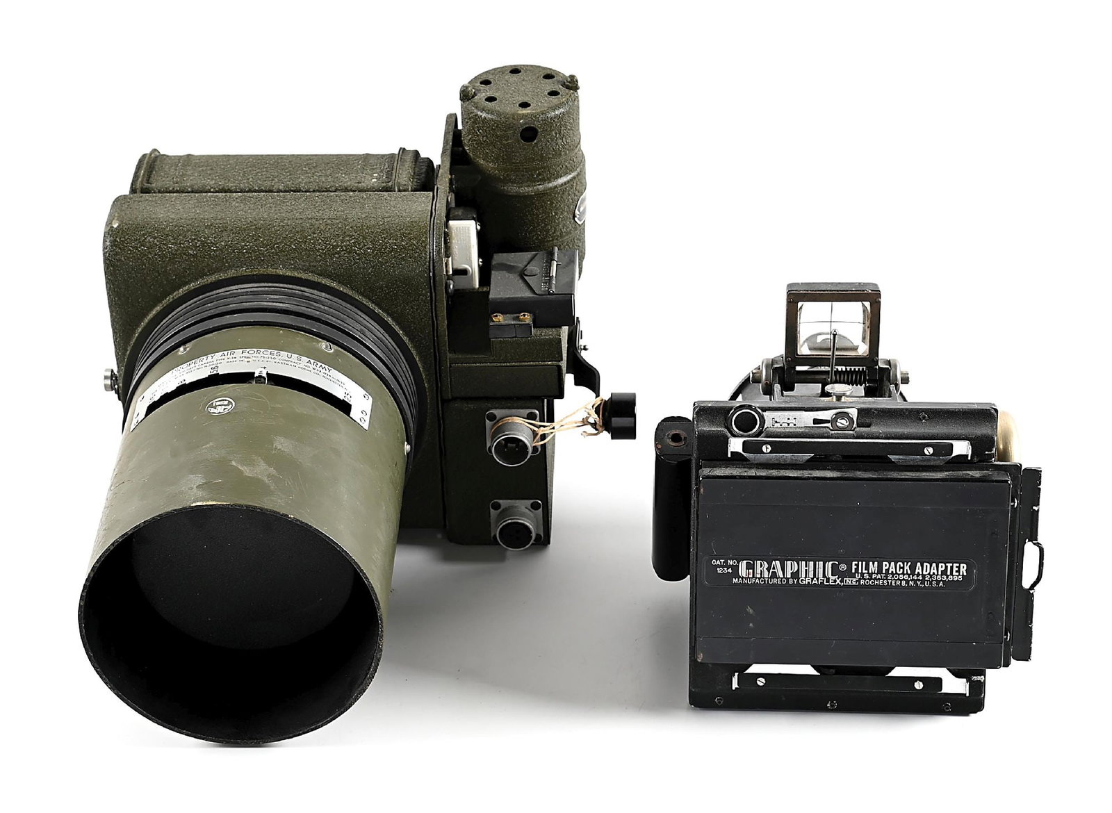 LOT OF 2: US WWII K-24 AND K-20 AERIAL CAMERAS.: Lot consists of: (A) World War II USAAF Type K-24 aerial camera. These cameras were used in bomber and reconnaissance aircraft. The K-24 camera had two basic functions including night aerial reconnais