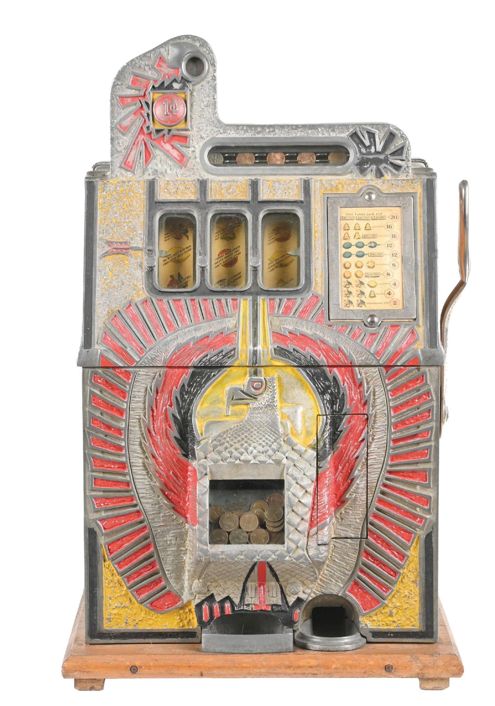 RARE 1¢ MILLS NOVELTY CO. "WAR EAGLE" SLOT MACHINE - 2
