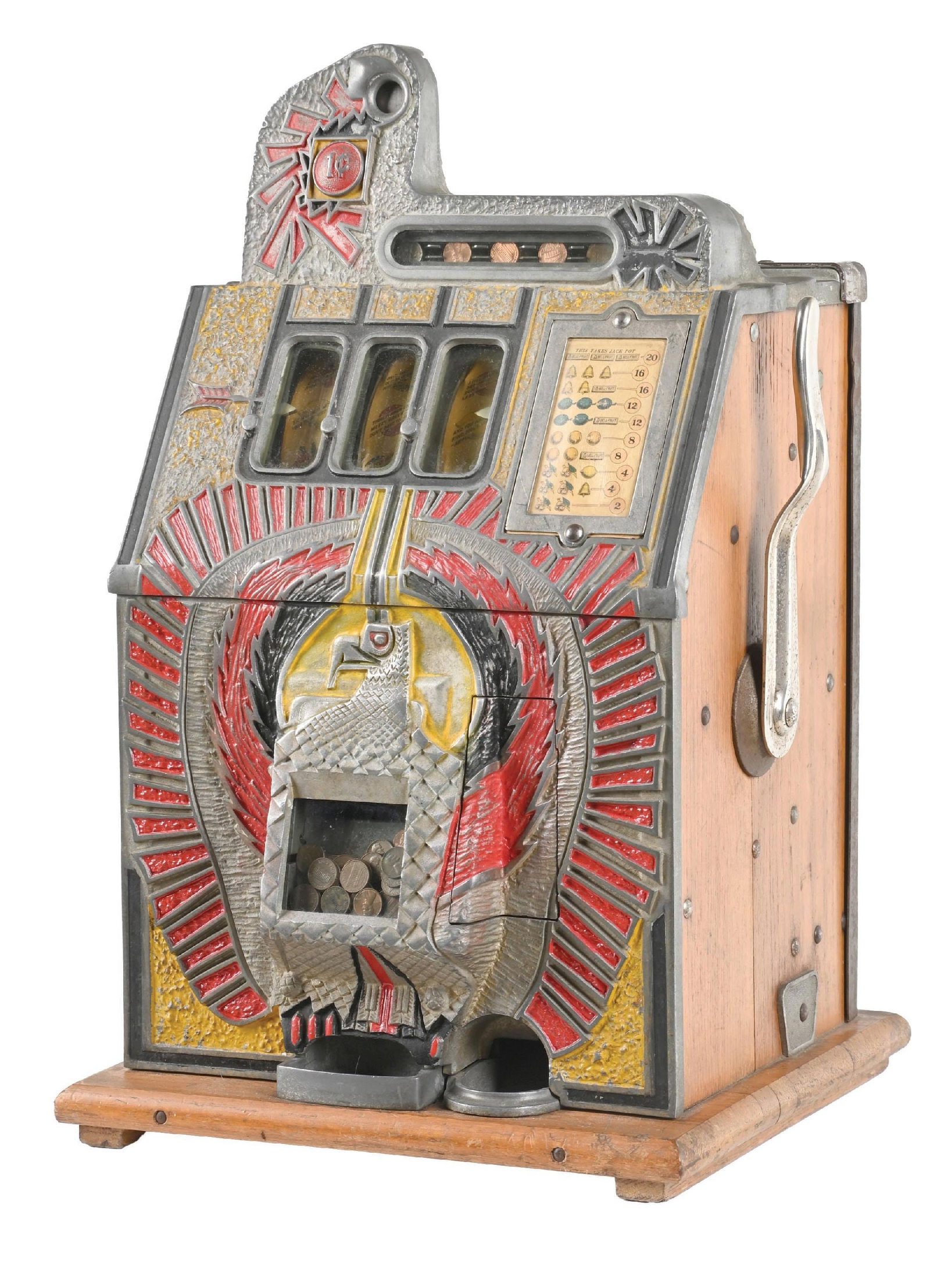 RARE 1¢ MILLS NOVELTY CO. "WAR EAGLE" SLOT MACHINE - 3