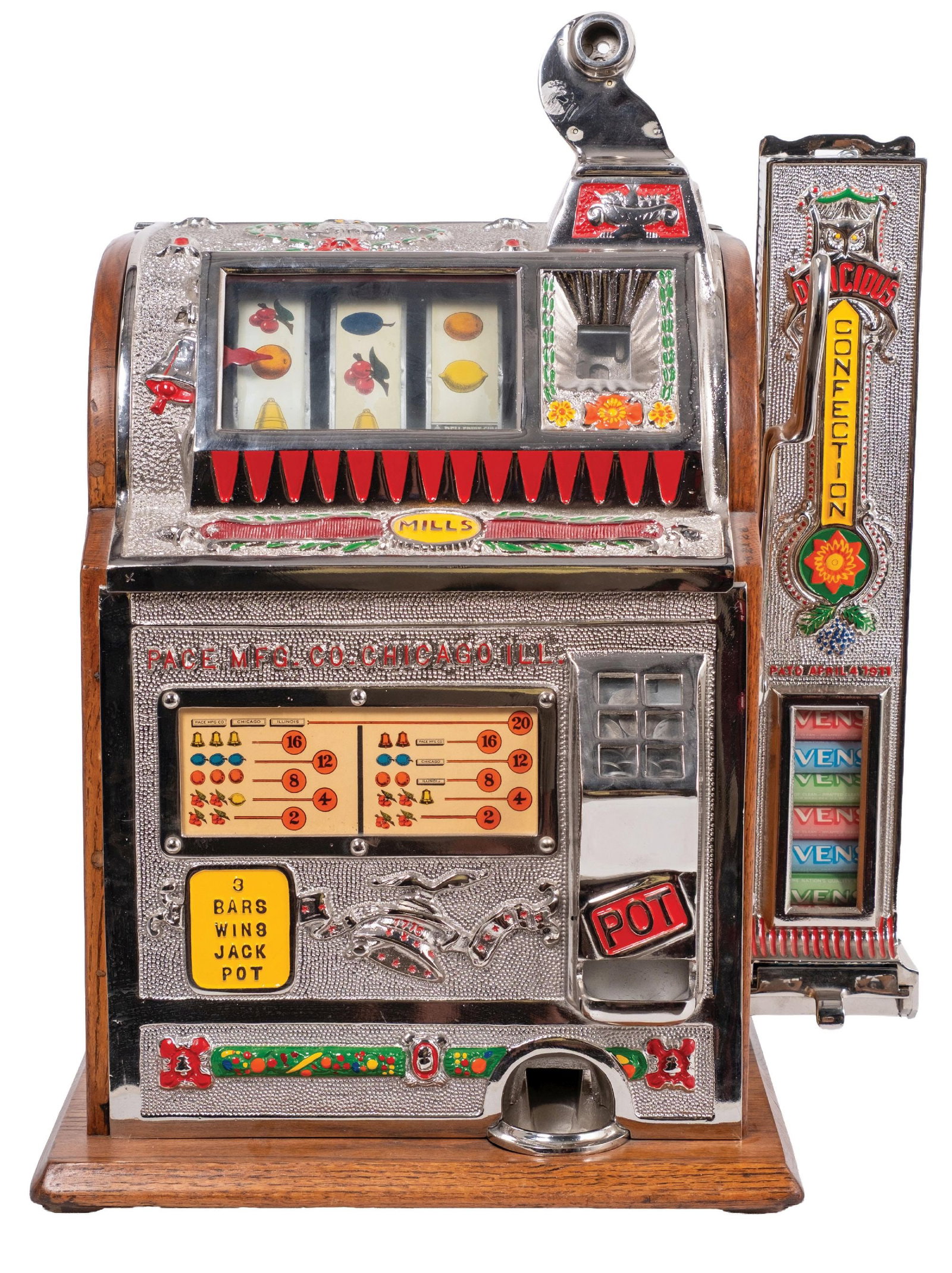 5¢ MILLS/PACE CONVERSION GOOSENECK SLOT MACHINE WITH VENDER - 2