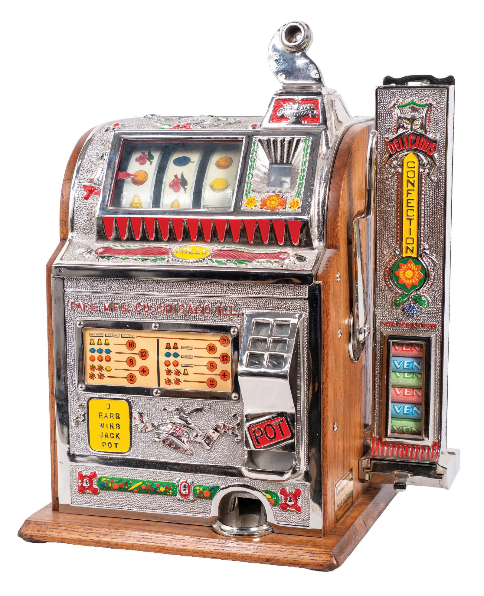 5¢ MILLS/PACE CONVERSION GOOSENECK SLOT MACHINE WITH VENDER - 3