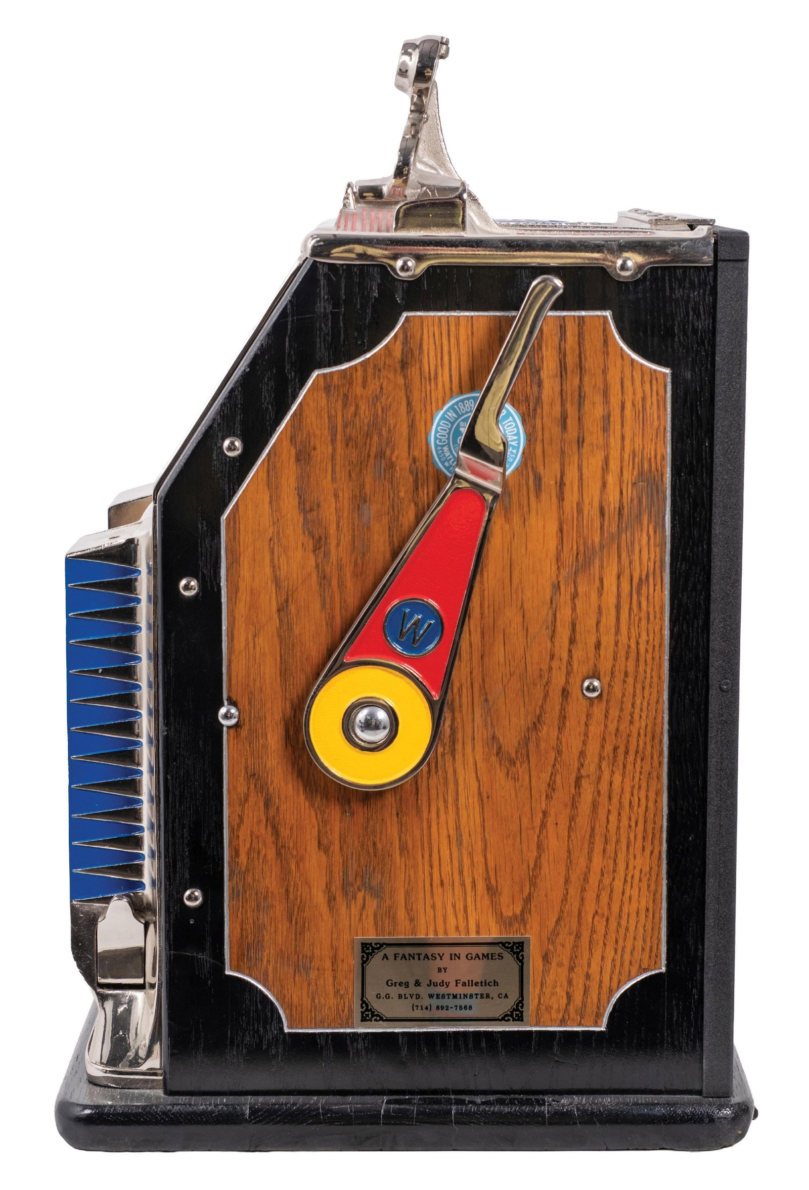 1¢ WATLING TWIN JACKPOT "BLUE SEAL" SLOT MACHINE WITH GUMBALL VENDER - 6