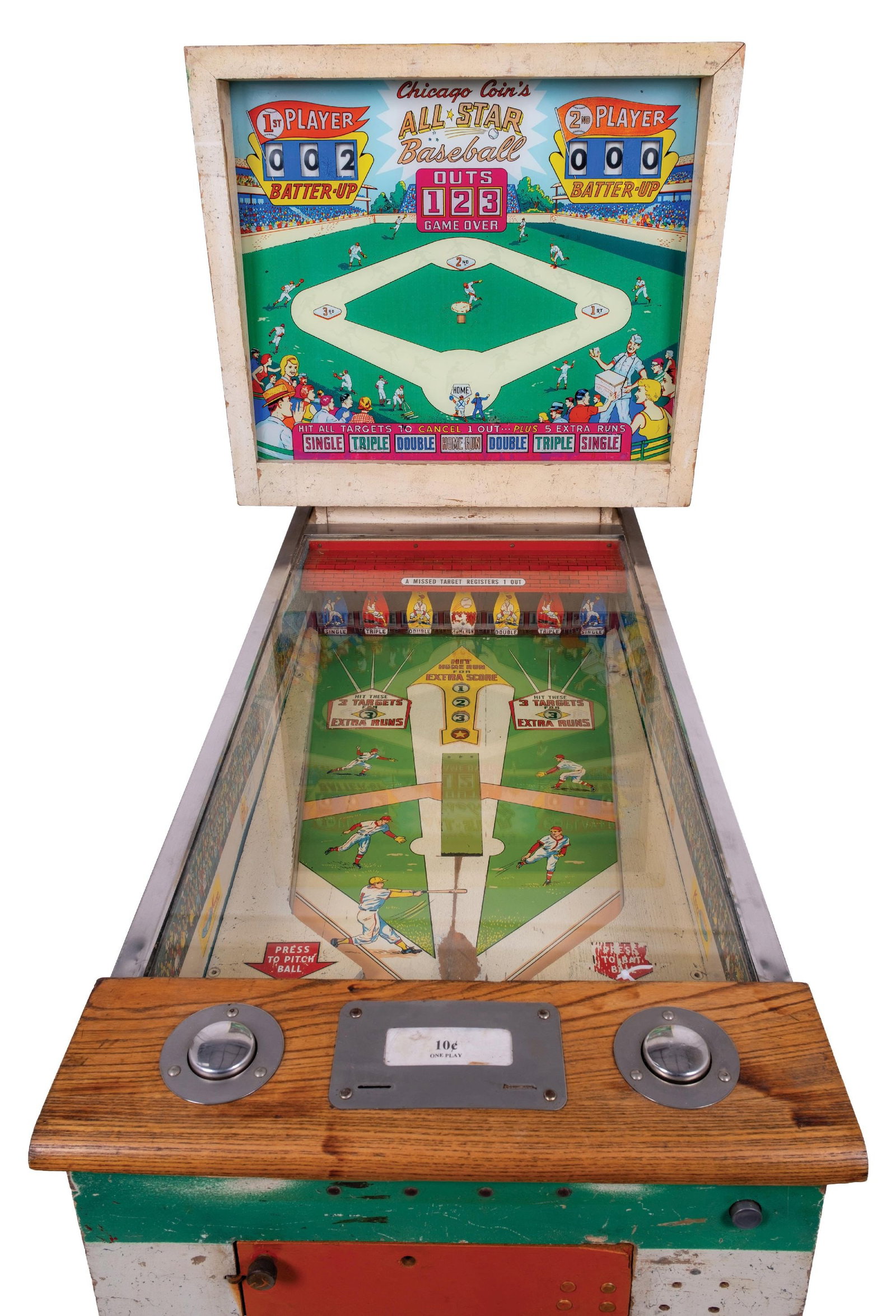 10¢ CHICAGO ALL STAR BASEBALL PINBALL - 2