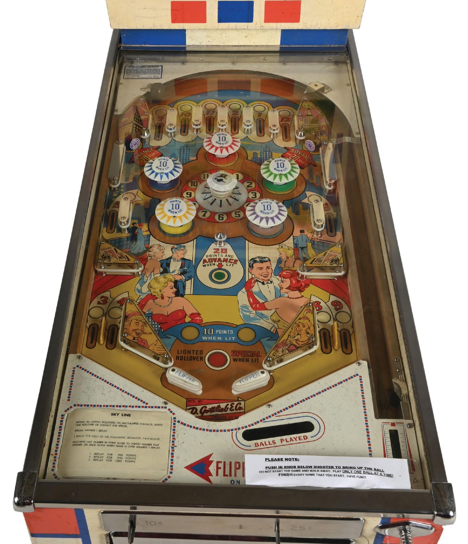 GOTLIEB'S "SKY LINE" PINBALL MACHINE - 6