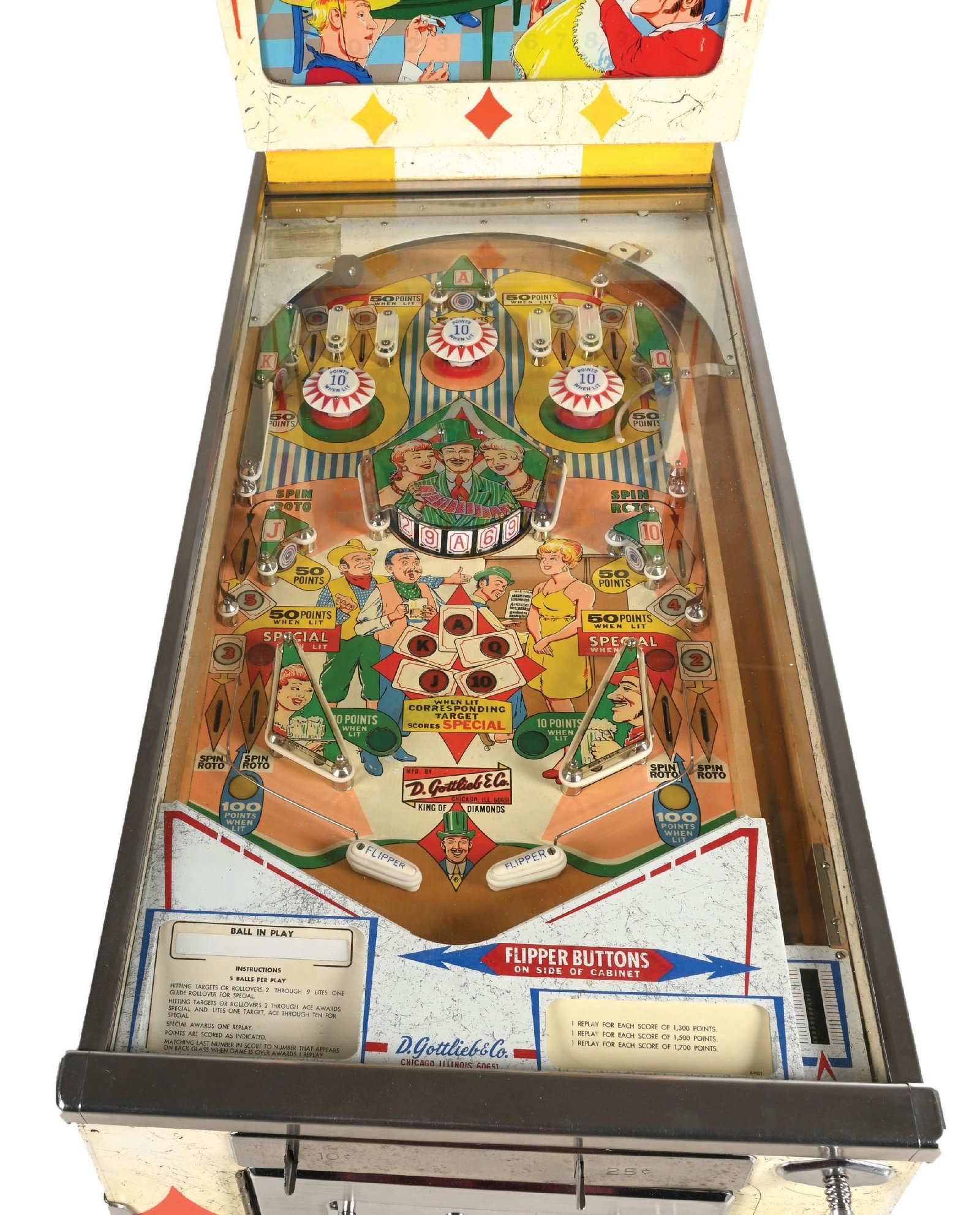 GOTLIEB'S "KING OF DIAMONDS" PINBALL MACHINE - 6
