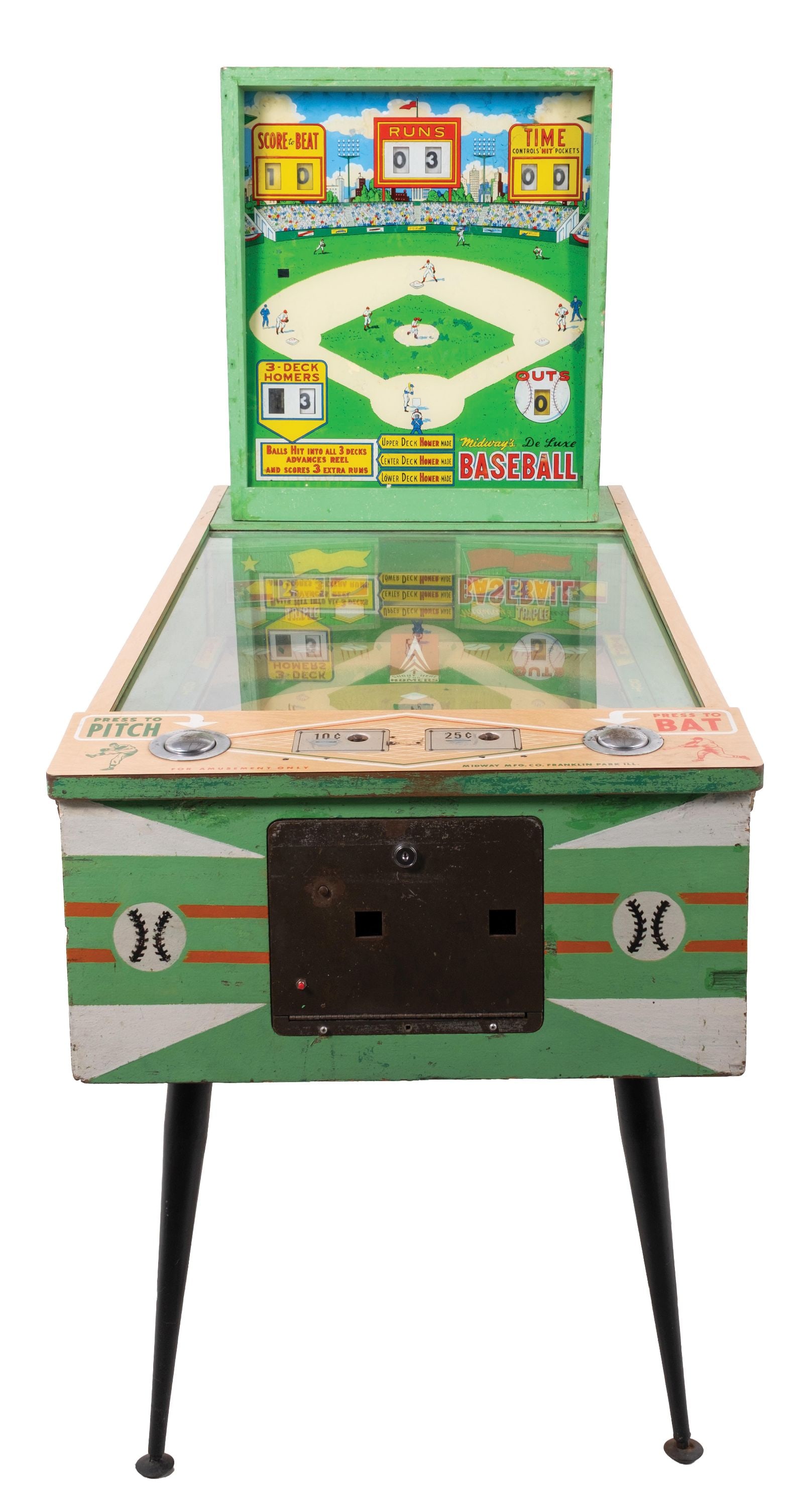 MIDWAY'S DE LUXE BASEBALL PITCH AND BAT PINBALL - 2