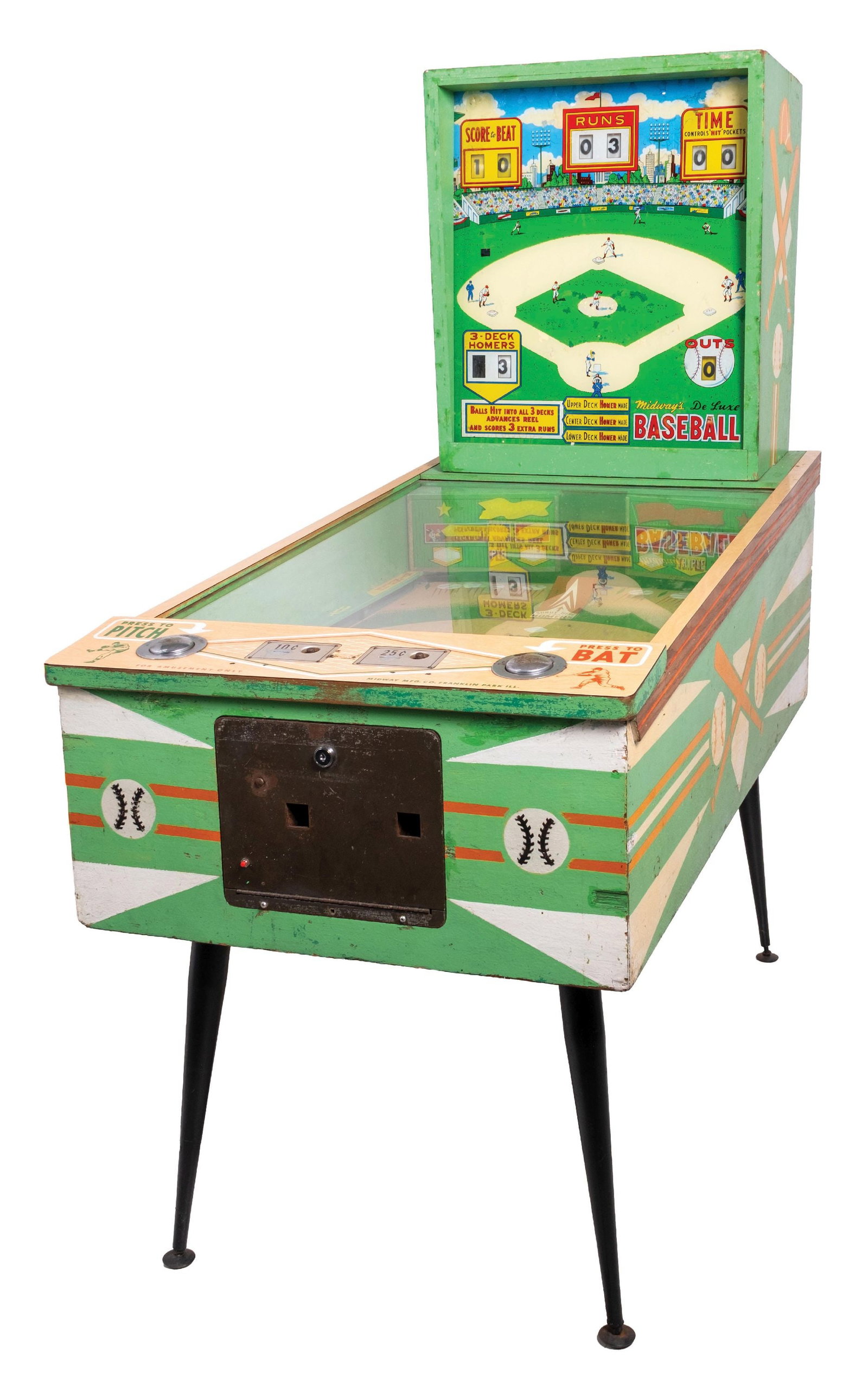 MIDWAY'S DE LUXE BASEBALL PITCH AND BAT PINBALL - 3