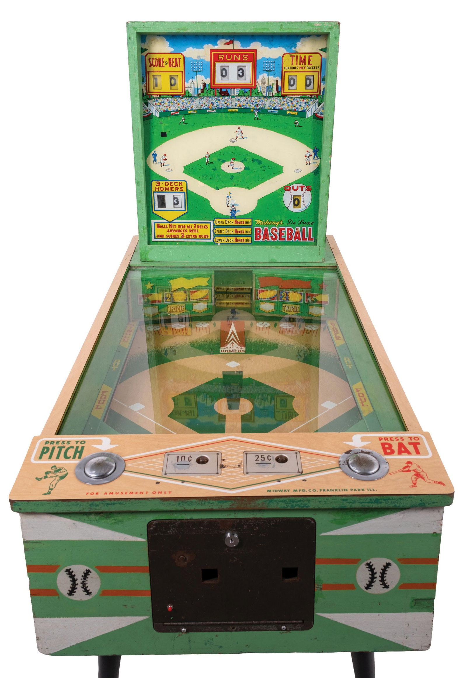 MIDWAY'S DE LUXE BASEBALL PITCH AND BAT PINBALL - 5