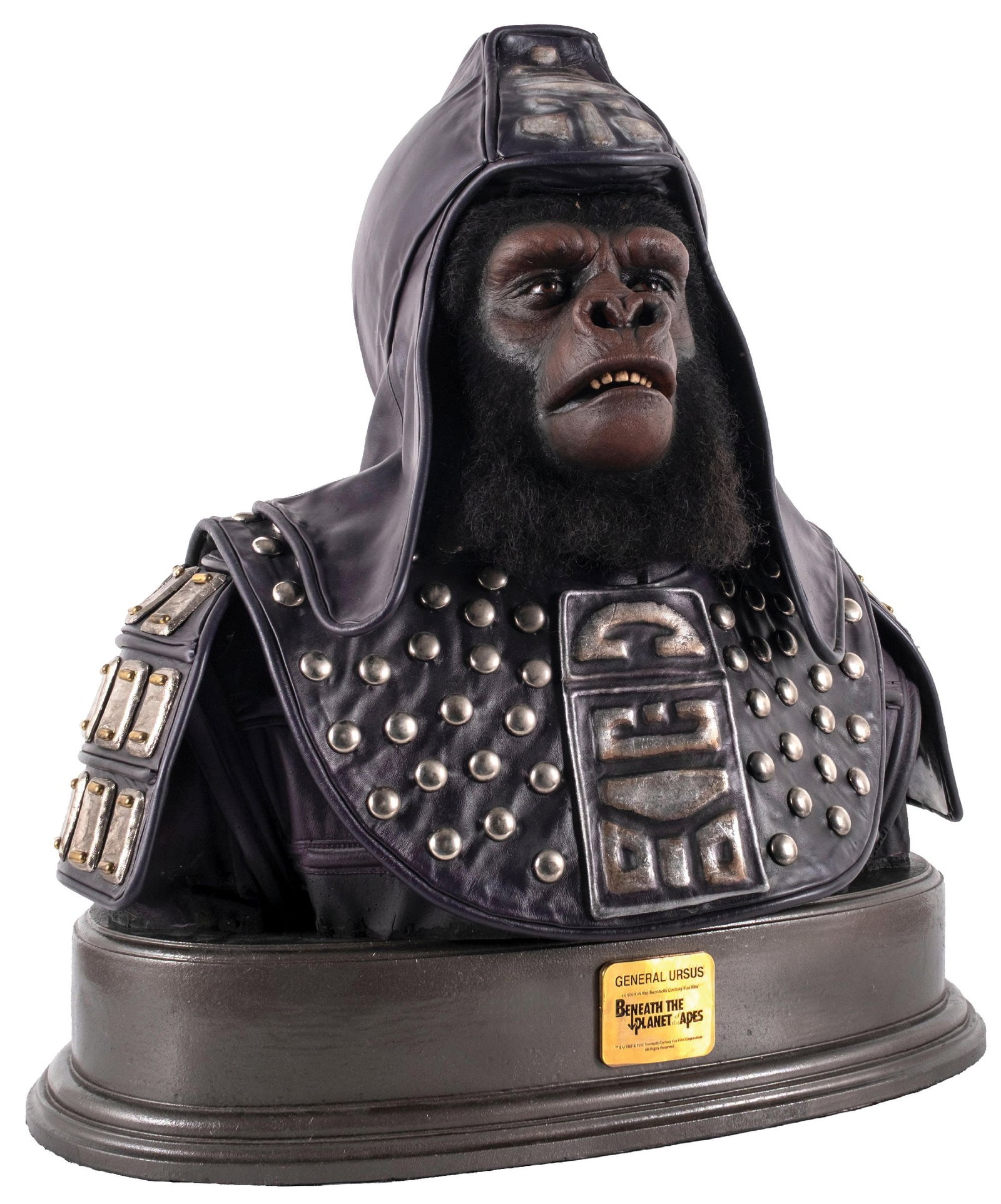 GENERAL URSUS FROM BENEATH THE PLANET OF THE APES: CONDITION: All original condition, with original materials, stand, and plaque. No damage. Condition: (Excellent). Dimensions: WITH BASE: 27" X 12 -1/2" X 25"