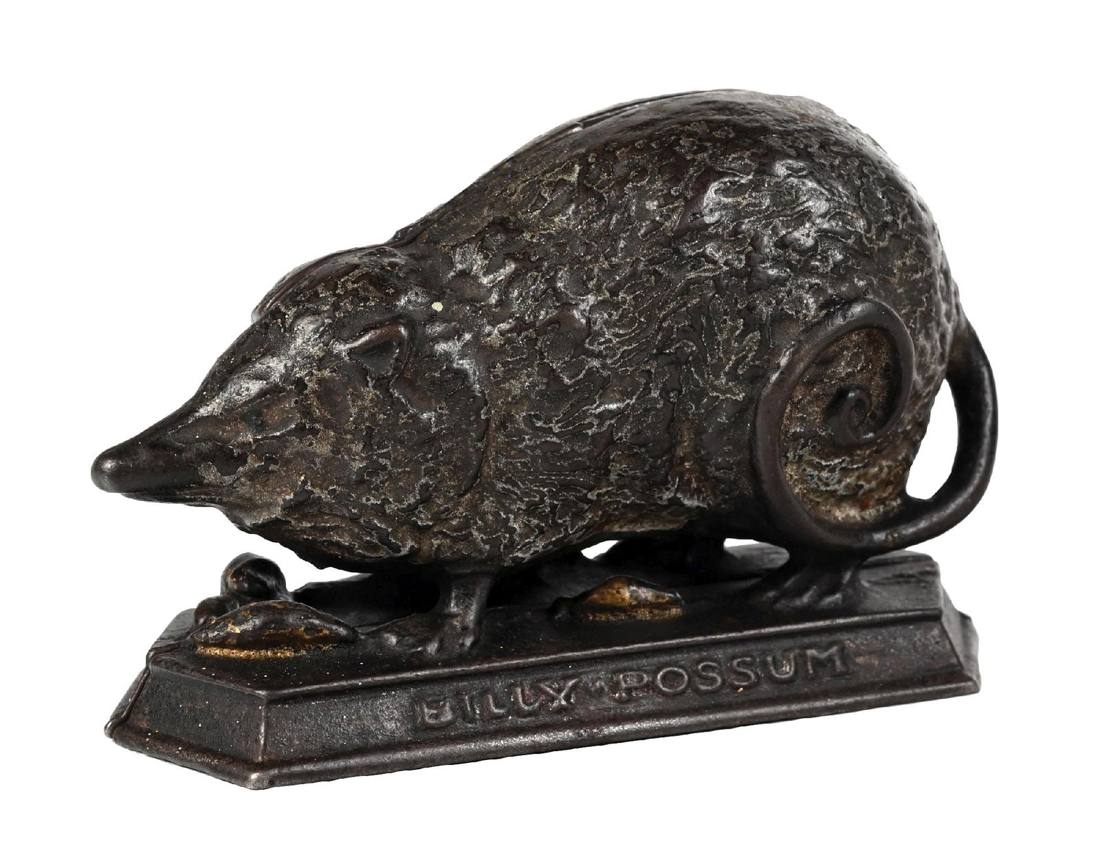 HARPER BILLY POSSUM BANK: Rare bank. All original. Condition: (Very Good Plus). Dimensions: 5" x 2 - 1/4" x 3".