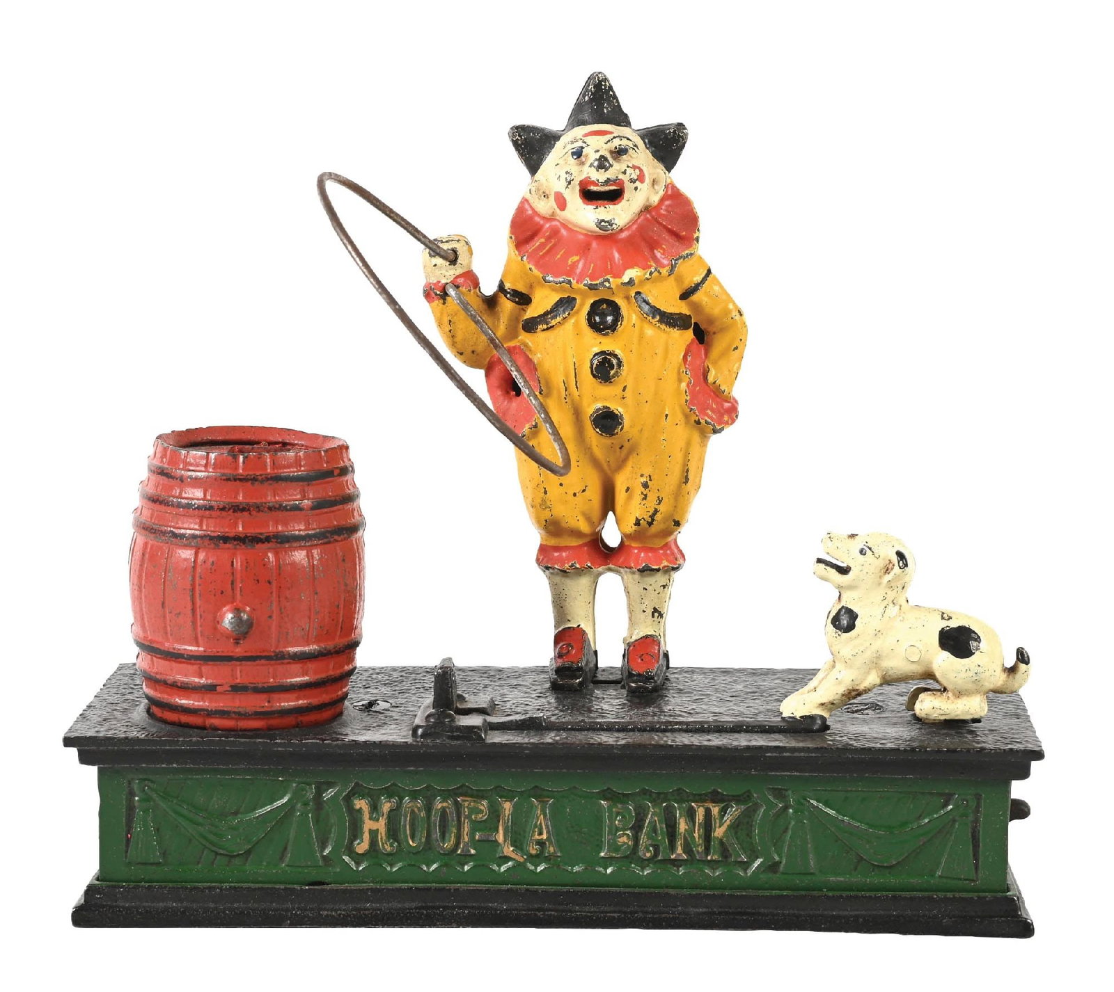 HAPRER HOOP-LA BANK: Repainted example, presents as excellent plus condition. Condition: Dimensions: 8 - 1/2" x 4" x 7 - 1/2".