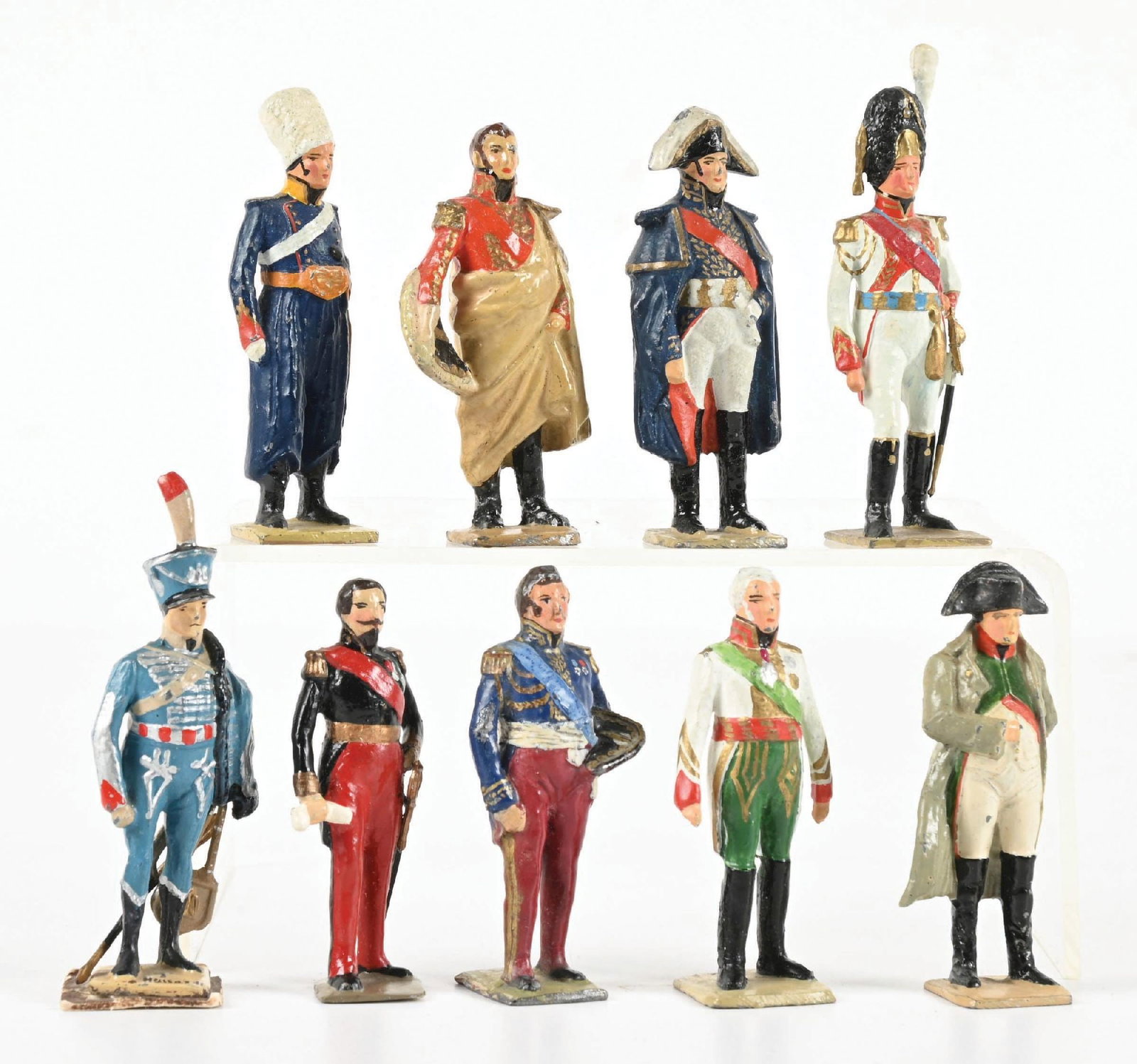 LOT OF 9: GUSTAVE VERTUNNI HISTORIC FRENCH PERSONAGES NAPOLEON, MARSHALS, & TROOPS: Good to very good condition. Condition: Dimensions: Largest Figure: 3" T.