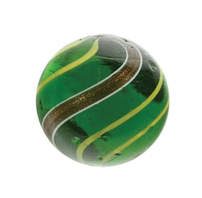 LARGE GREEN GLASS BANDED LUTZ