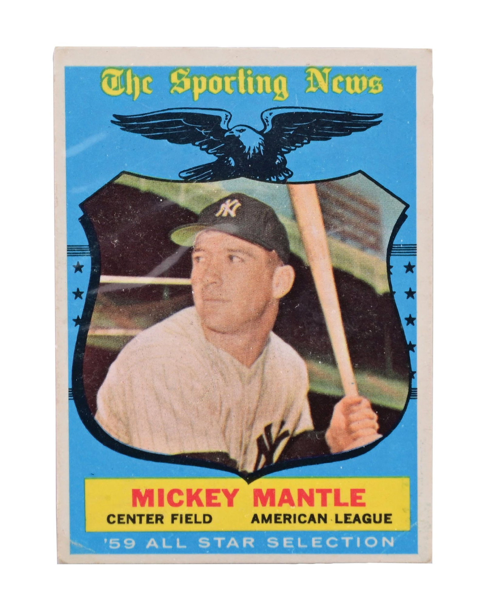 1959 TOPPS SPORTING NEWS MICKEY MANTLE '59 ALL STAR SELECTION: From 50 year collection. Has not been sent in for grading. Condition: Dimensions: Case: 3" x 4".